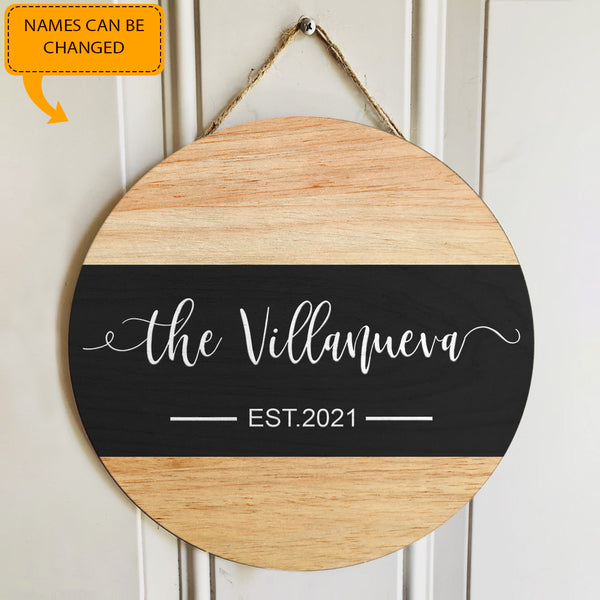 Rustic Wooden Door Sign - Personalized Custom Family Name Door Decor - Wedding Gift