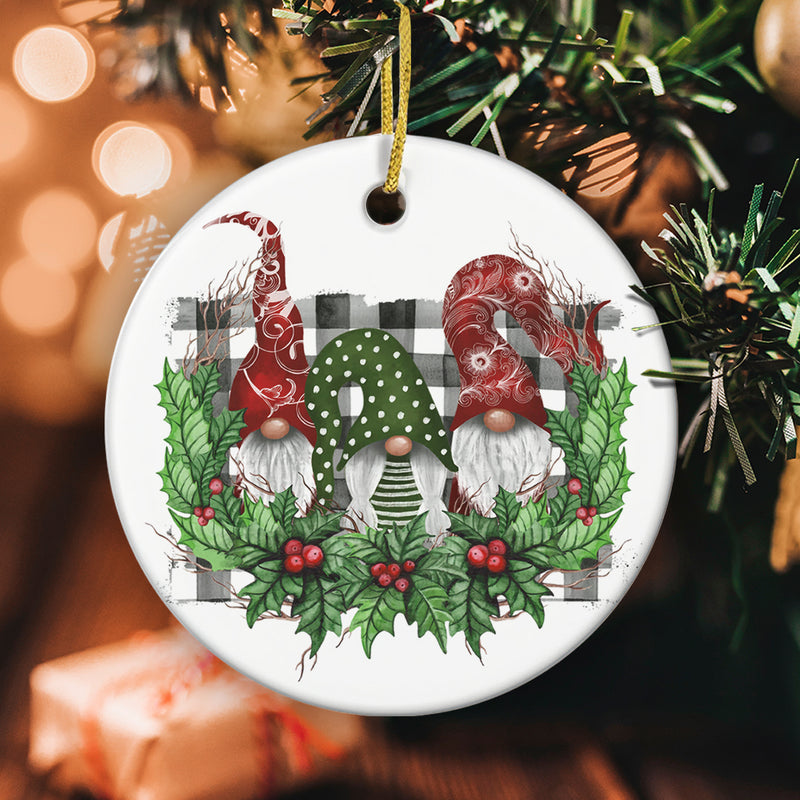 Cute Gnomies Ornament - Christmas Ornament - Xmas Tree Bauble - Rustic Home Decor - Xmas Gift