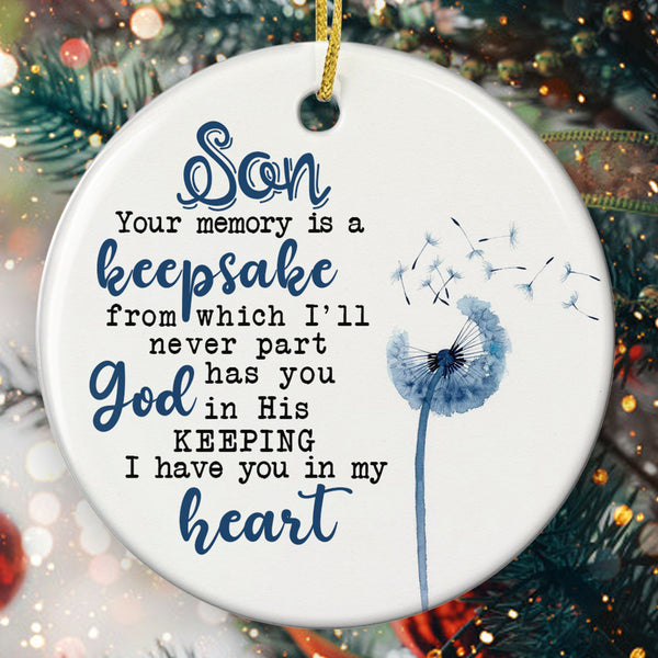 God Has You In His Keeping - Loss Of Son Keepsake - Memorial Ornament - Dandelion Sympathy Gift