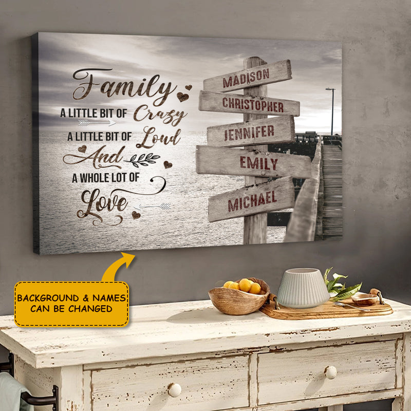 A Whole Lot Of Love - Personalized Names Canvas - Signpost Name Canvas - Family Quote Canvas - Gift For Family