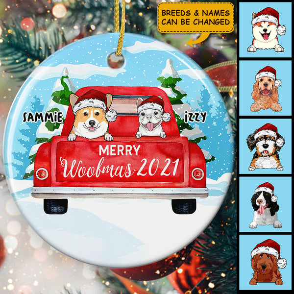 Merry Woolmas Ornament - Custom Dog Breeds & Name - Christmas Bauble - Dog Lover Gift - Xmas Tree Decor