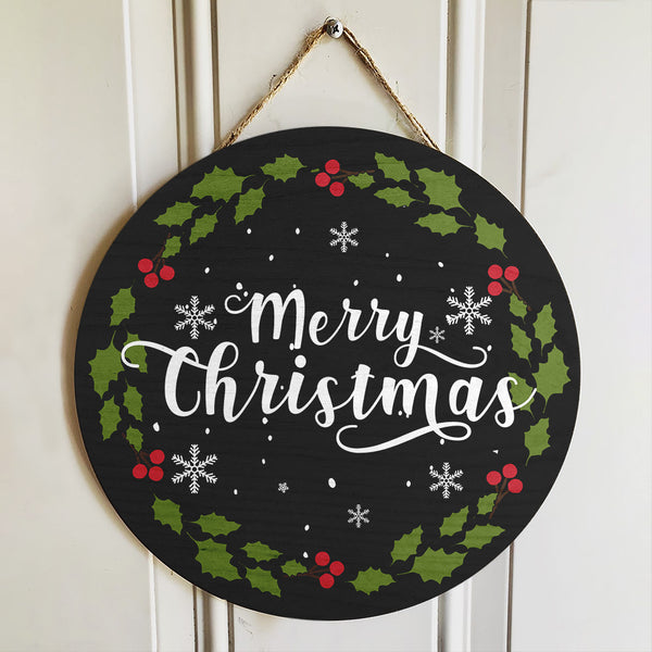 Merry Christmas Sign - Christmas Wreath - Xmas Front Door Decor - Xmas Welcome Door Hanger
