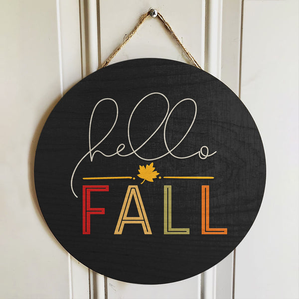 Hello Fall Front Door Wreath Hanger Welcome Sign - Autumn Thanksgiving Gift Home Decor