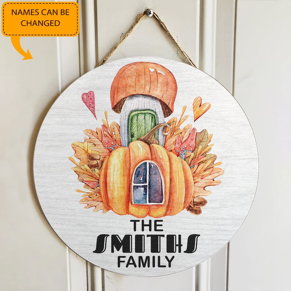 Pumpkin House - Personalized Custom Family Name Door Sign - Fall House Decor - Autumn Gift