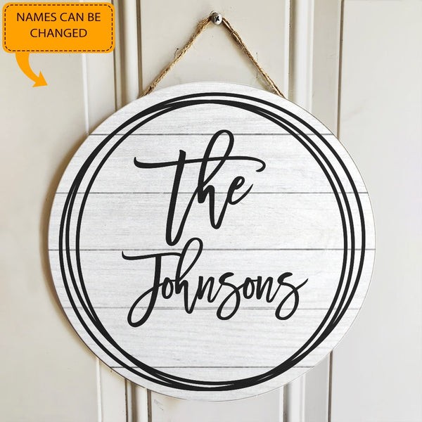 Welcome Sign - Personalized Custom Family Name Door Wreath Hanger Sign - Rustic Home Decor