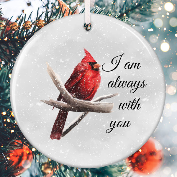 I am Always With You - Red Cardinal Ornament - Christmas Ornament - Remembrance Gift - Xmas Tree Decor