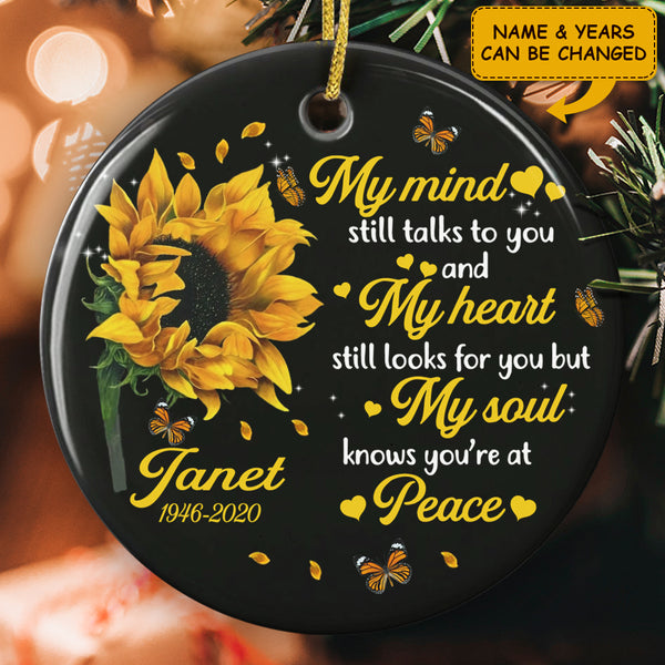 My Soul Knows You're At Peace - Memorial Ornament - Personalized Name Bauble - Loss Of A Loved One Gift