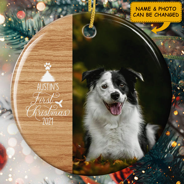 Personalized 1st Christmas Pet Ornament - Custom Pet Photo Bauble - Gift For Pet Lovers - Xmas Tree Decor