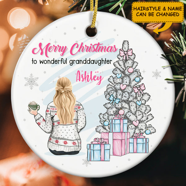 Merry Christmas Ornament - Personalized Hairstyle & Name - Christmas Ornament - Xmas Gift For A Loved One