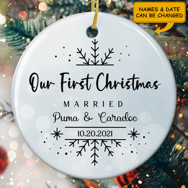 Our 1st Christmas Ornament - Married Ornament - Personalized Couple Name & Date - Christmas Home Decor