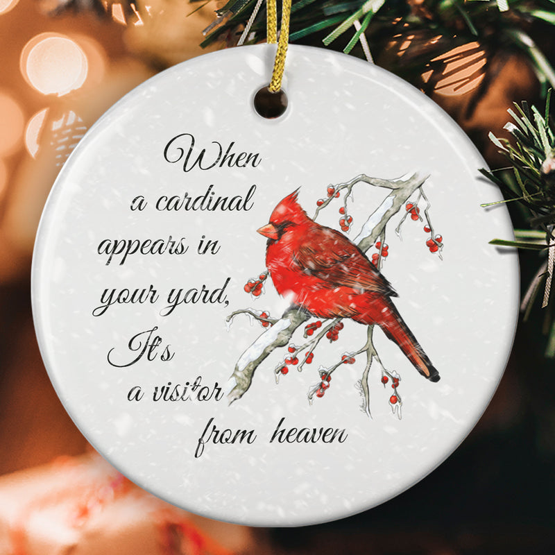 A Visitor From Heaven - Red Cardinal Ornament - Remembrance Keepsake - Christmas Ornament - Memorial Gift