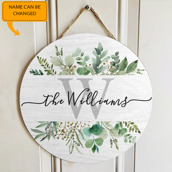 Personalized Custom Family Name Welcome Door Wreath Hanger Sign - Floral Style Home Decor
