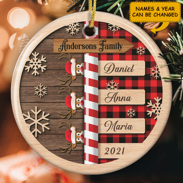Personalized Family Name Ornament - Custom Members - Rustic Xmas Ornament - Christmas Gift For Family
