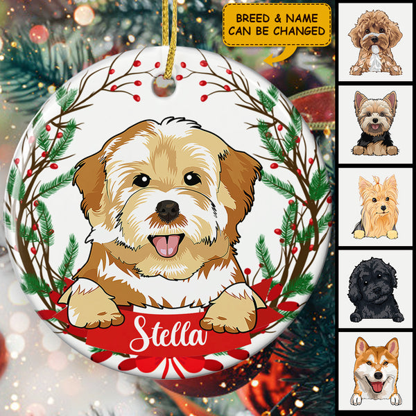 Personalized Dog Breed & Name Ornament - Christmas Ornament - Dog Bauble - Xmas Gift For Dog Lover