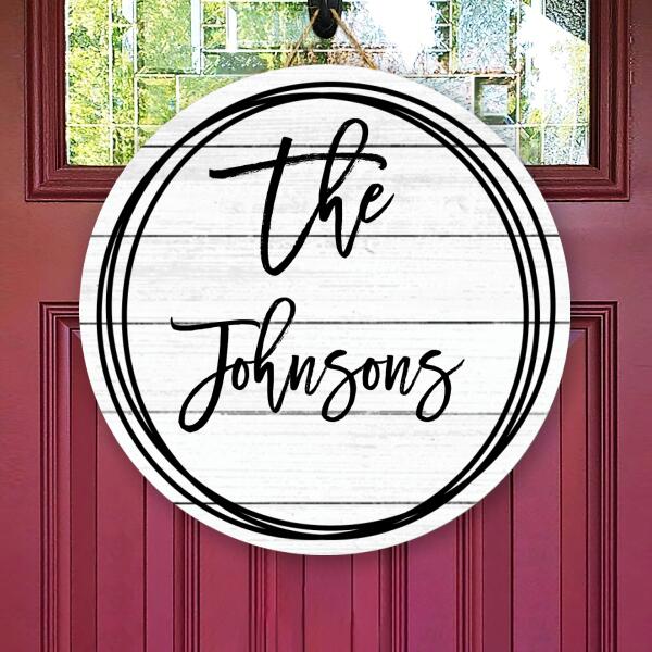 Welcome Sign - Personalized Custom Family Name Door Wreath Hanger Sign - Rustic Home Decor