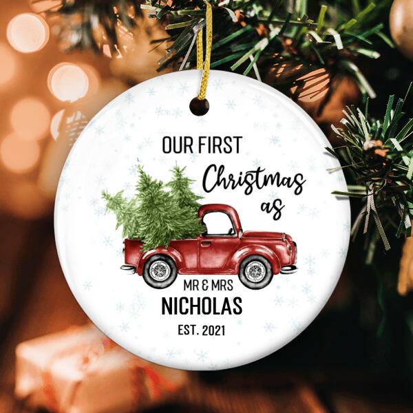 First Christmas As Mr & Mrs - Just Married Couple Gift - Personalized Custom Name Ornament