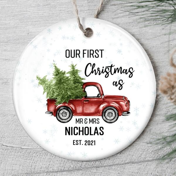 First Christmas As Mr & Mrs - Just Married Couple Gift - Personalized Custom Name Ornament