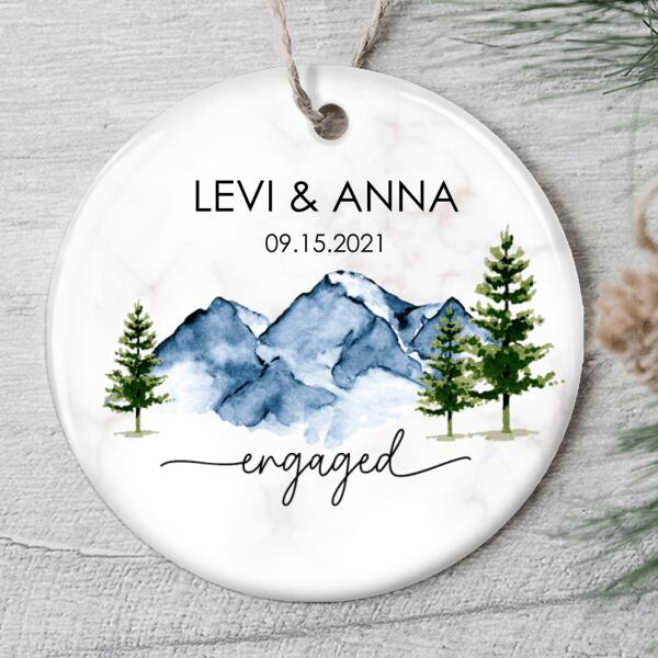 First Christmas Engaged - Personalized Custom Engagement Xmas Couple Names Ornament Gift