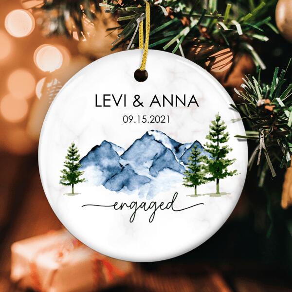 First Christmas Engaged - Personalized Custom Engagement Xmas Couple Names Ornament Gift