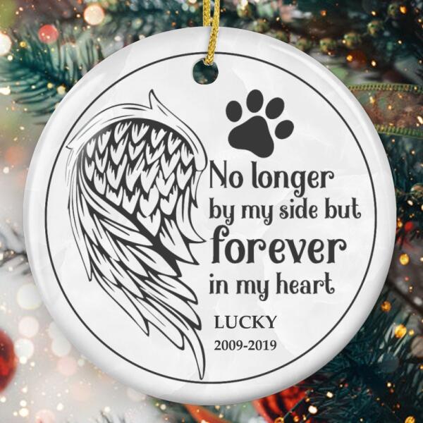 Forever In My Heart - Angel Wing Ornament - Personalized Dog Name Ornament - Dog Loss Sympathy Gift