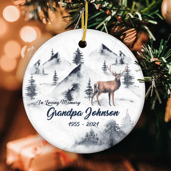In Loving Memory - Personalized Name Ornament - Loss Of Grandpa - Deer Memorial Ornament - Xmas Gift