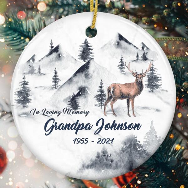 In Loving Memory - Personalized Name Ornament - Loss Of Grandpa - Deer Memorial Ornament - Xmas Gift