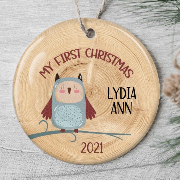 My 1st Christmas - Personalized New Baby Name - Cute Owl Ornament - Baby Shower Gift - Xmas Gift For Baby