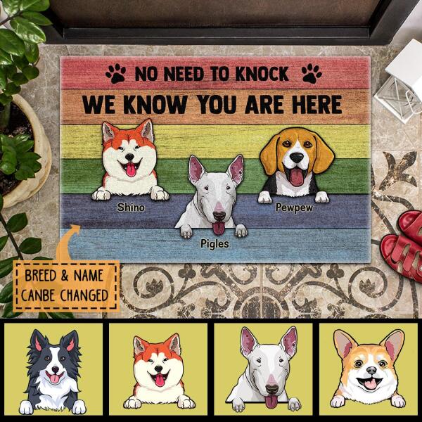 No Need To Knock - Rainbow Wood Decor - Personalized Custom Dog Lovers Gift Rug Doormat