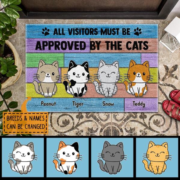 All Visitors Must Be Approved By The Cats - Personalized Custom Cute Cats Rug Doormat Gift