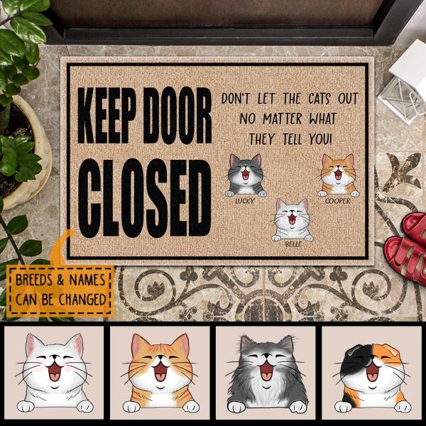Keep Door Closed - No Matter What They Tell You - Personalized Custom Cats Doormat Gift