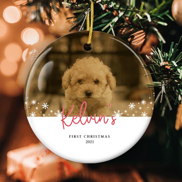 1st Christmas Ornament - Custom Pet Photo & Name - Xmas Gift For New Pet - Christmas Ornament - Pet Lovers Gift