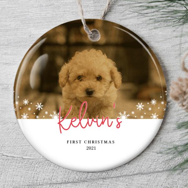1st Christmas Ornament - Custom Pet Photo & Name - Xmas Gift For New Pet - Christmas Ornament - Pet Lovers Gift