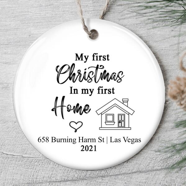 1st Christmas In My 1st Home - Personalized Address Ornament - Xmas Ornament For Couples - Housewarming Gift