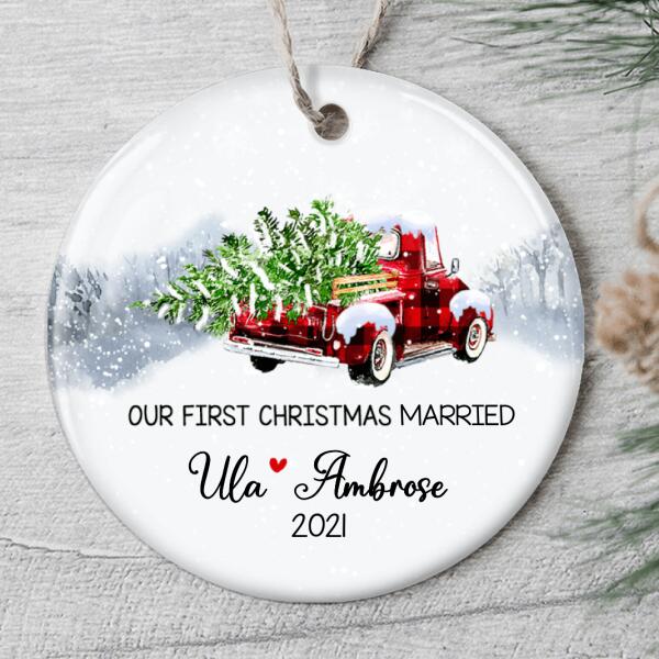 Our 1st Christmas Ornament - Custom Couple Name - Wedding Decor - Engagement Gift - Xmas Gift For New Couple