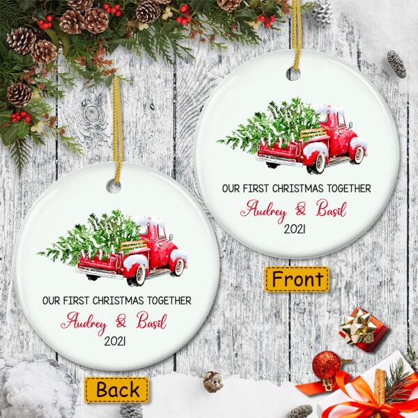 Our 1st Christmas Together - Personalized Couples Name - Xmas Gift For New Couple - Christmas Ornament