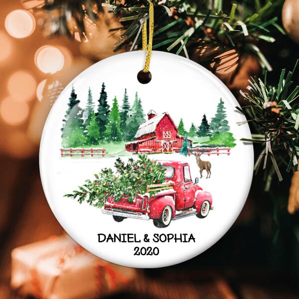 Personalized Couple Name Ornament - Old Truck Ornament - Christmas Tree Decor - Xmas Gift For Couples