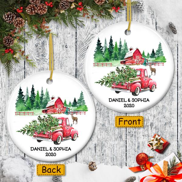 Personalized Couple Name Ornament - Old Truck Ornament - Christmas Tree Decor - Xmas Gift For Couples