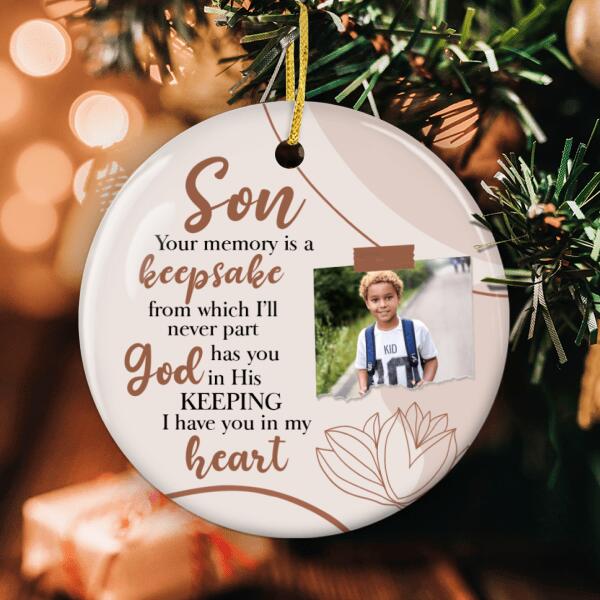 I Have You In My Heart - Loss Of Son Ornament - Custom Photo - Memorial Ornament - Bereavement Gift
