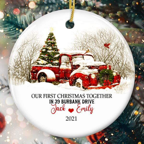 Our 1st Christmas Together Ornament - Personalized Home Address & Couple Name - Xmas Gift For New Couple