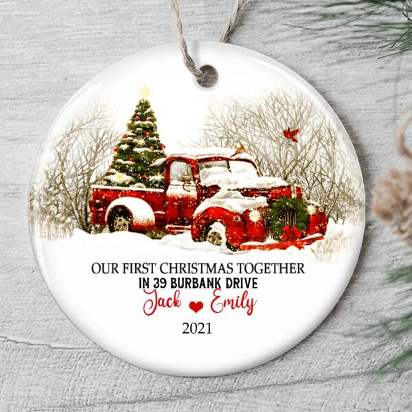 Our 1st Christmas Together Ornament - Personalized Home Address & Couple Name - Xmas Gift For New Couple
