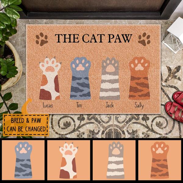 The Cat Paw - Cute Paw Print Decor - Personalized Custom Pet Paw Doormat - Cat Lovers Gift