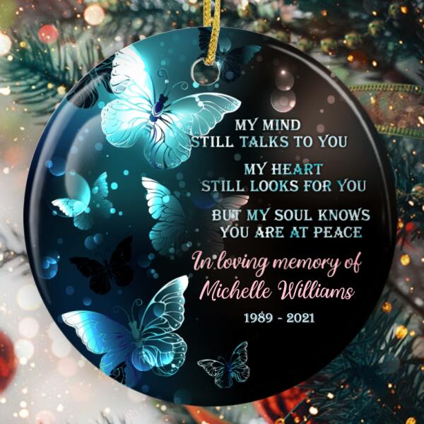 My Soul Knows You Are At Peace - Personalized Name & Year - Memorial Ornament - Funeral Gift