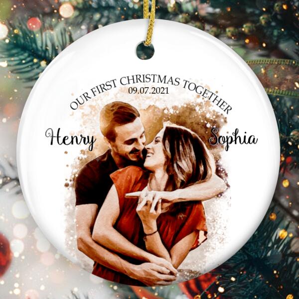 Our 1st Christmas Together Ornament - Personalized Names & Photo - Xmas Gift For New Couple - Christmas Decor