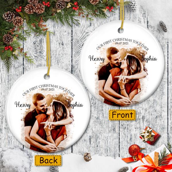 Our 1st Christmas Together Ornament - Personalized Names & Photo - Xmas Gift For New Couple - Christmas Decor