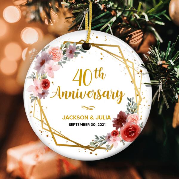 Wedding Anniversary Ornament - Personalized Couples Name & Date - Anniversary Keepsake - Gift For Parents