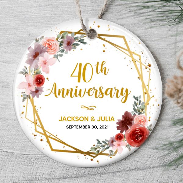 Wedding Anniversary Ornament - Personalized Couples Name & Date - Anniversary Keepsake - Gift For Parents