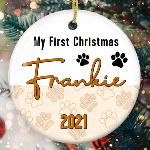 My 1st Christmas - Pet Paws Ornament - Personalized Pet Name - Xmas Gift For Pet Lovers - Christmas Tree Decor