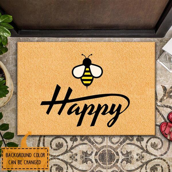 Bee Happy - Front Door Decor - Housewarming Gif Welcome Rug - Rustic New Home Doormat