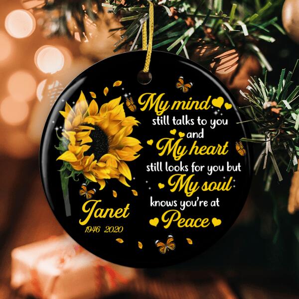 My Soul Knows You're At Peace - Memorial Ornament - Personalized Name Bauble - Loss Of A Loved One Gift