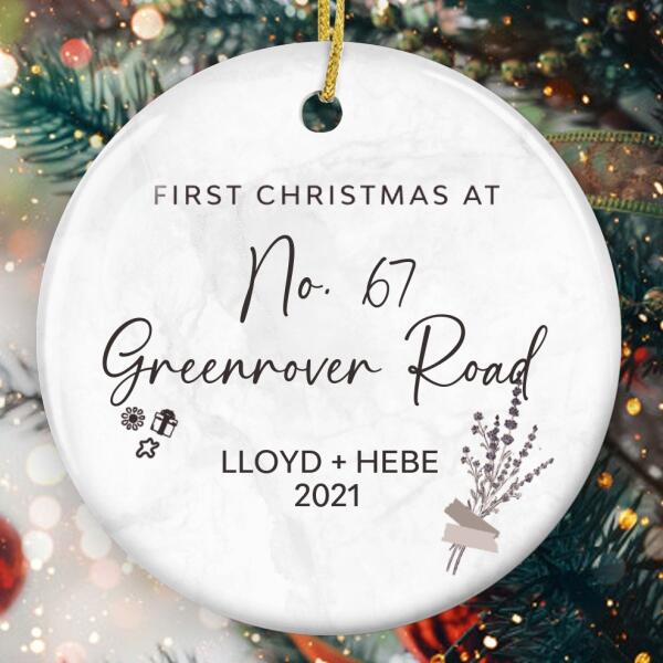 1st Christmas In New Home Ornament - Custom Name & Home Address - Christmas Bauble - Xmas Gift For Couple